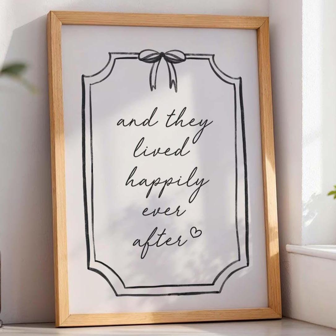 And They Lived Happily Ever After Print Newlywed Wall Art