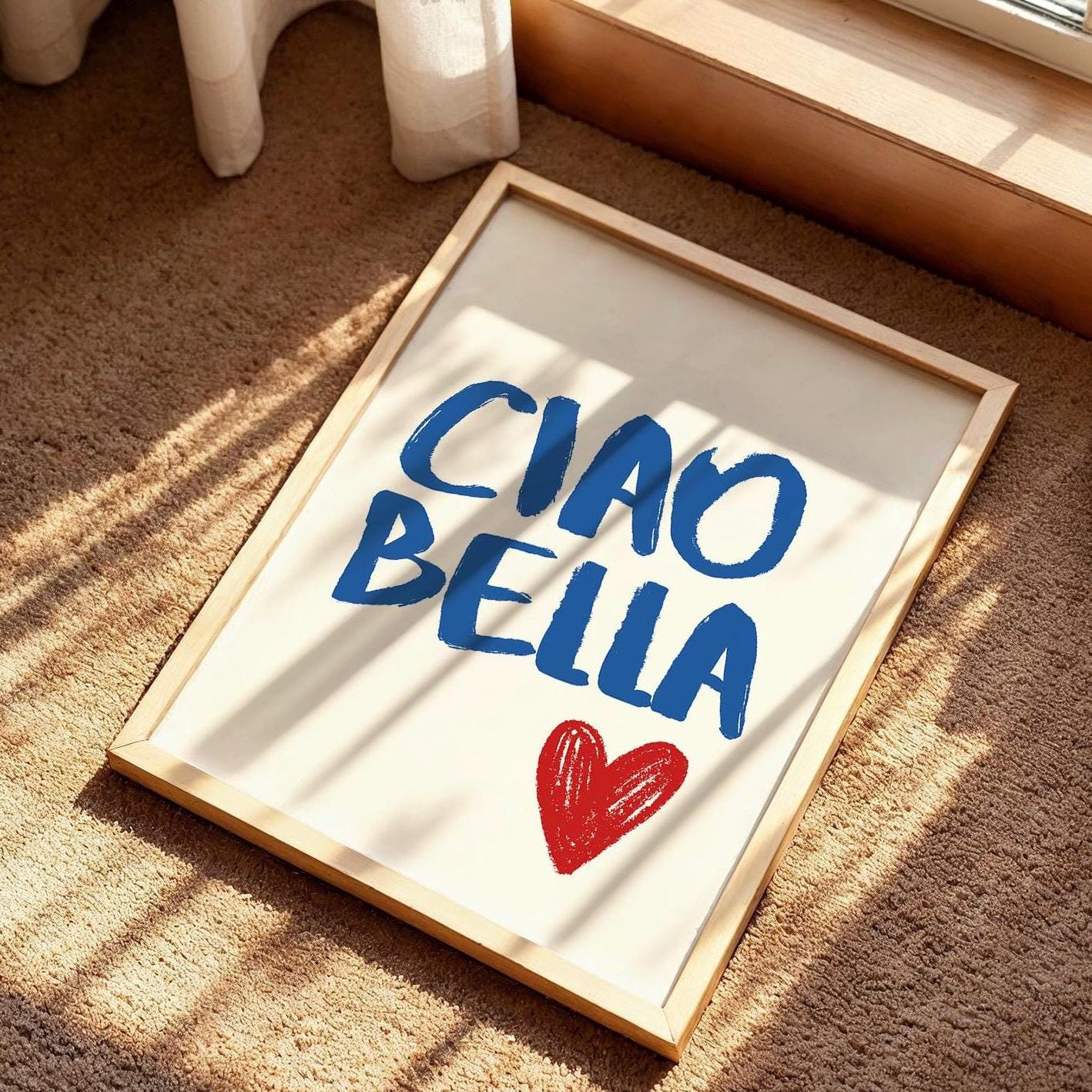 Ciao Bella Print Poster,Retro Style Italian Wall Print Ciao Quote, Typography Poster, Cool Quirky Wall Print