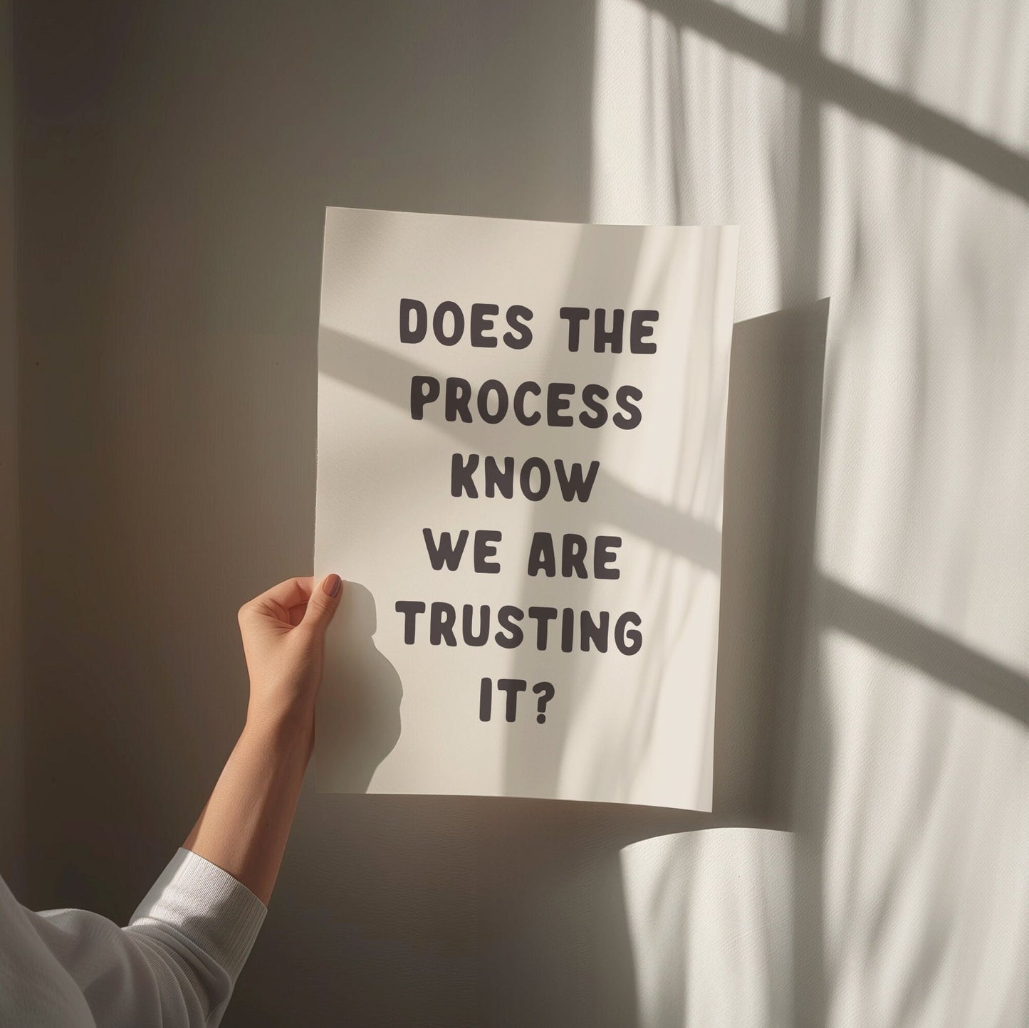 Does The Process Know We Are Trusting It, Unframed Card Art Print, Funny Wall Print, Sarcastic Office Wall Art