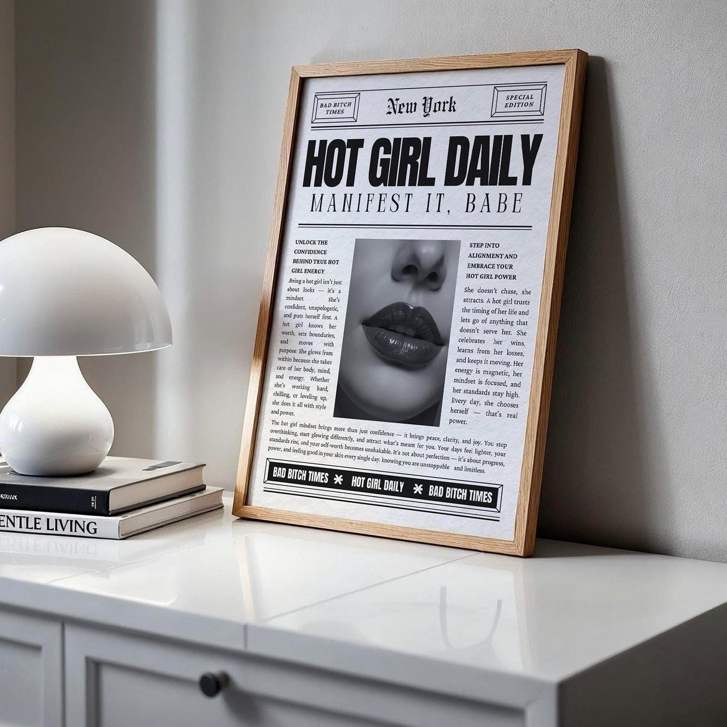Hot Girl Daily, Trendy Newspaper Print, New York Fashion News Paper Prints, Bad Bitch Times Fabulous Chic art, Girls Bedroom Wall Art