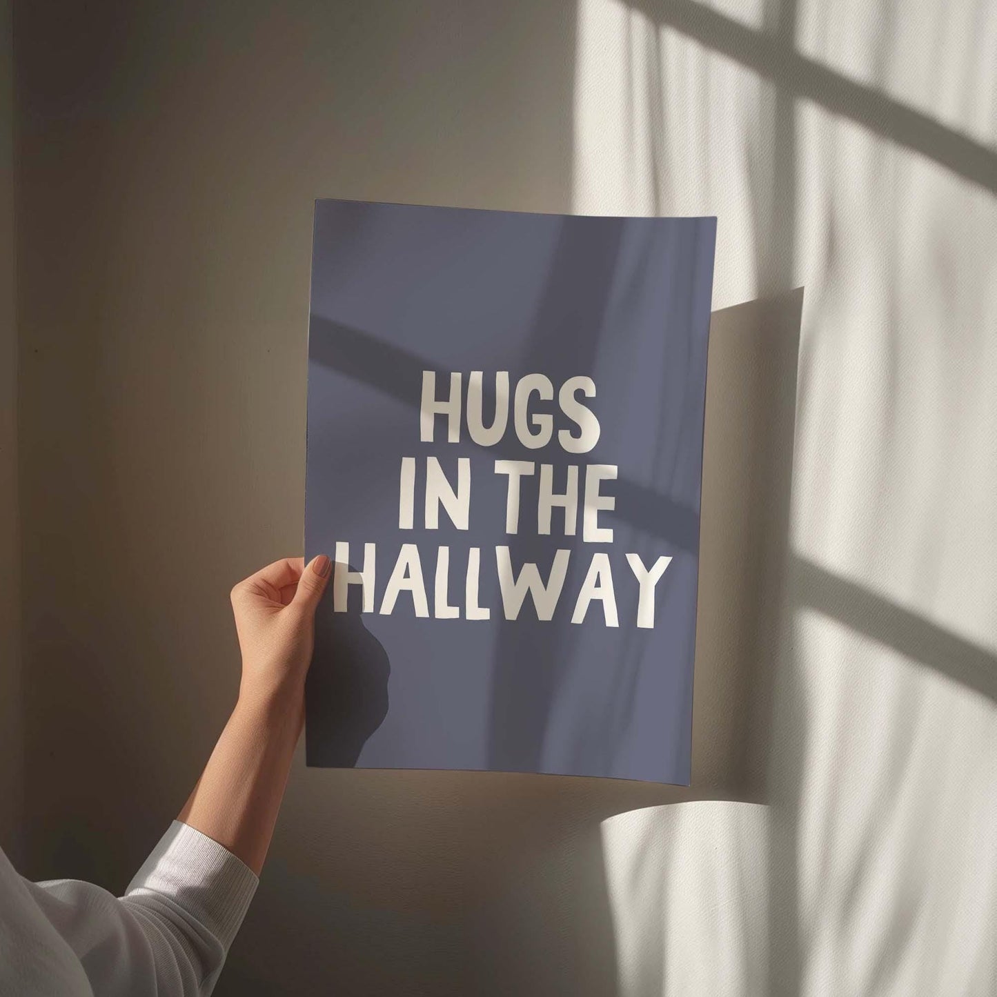 Hugs In The Hallway Wall Art Blue Print