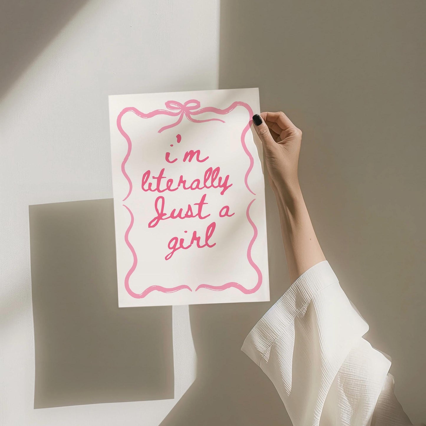 I’m literally just a girl wall print, coquette print, girly wall art, pink wall decor, aesthetic bows, girly trendy bedroom poster