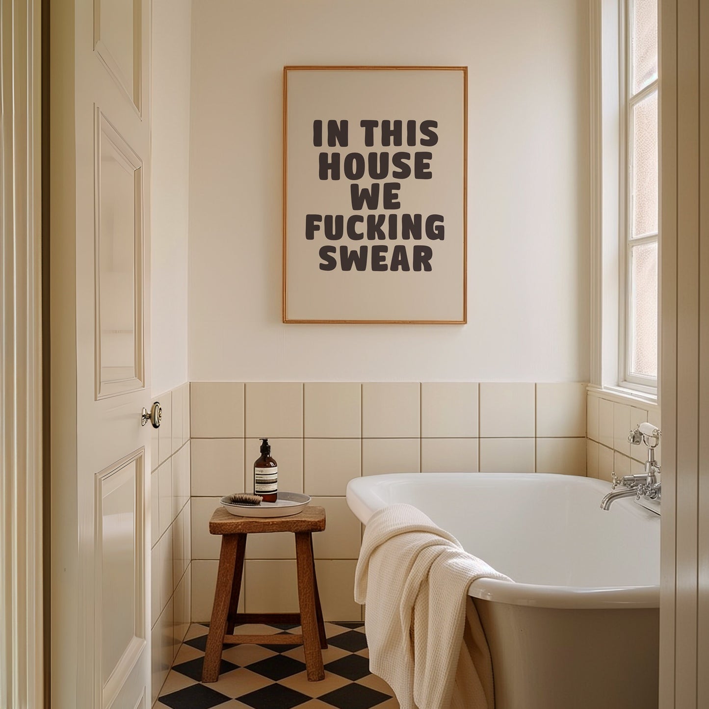 In This House We Fucking Swear Wall Print, Unframed Card Art Print, Funny Hallway Wall Decor