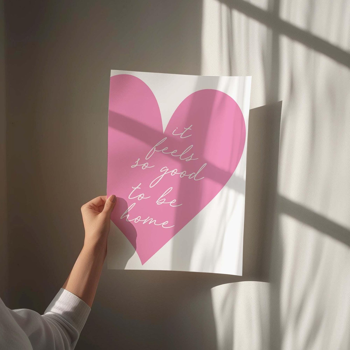It Feels So Good To Be Home Wall Art Print Pink Heart
