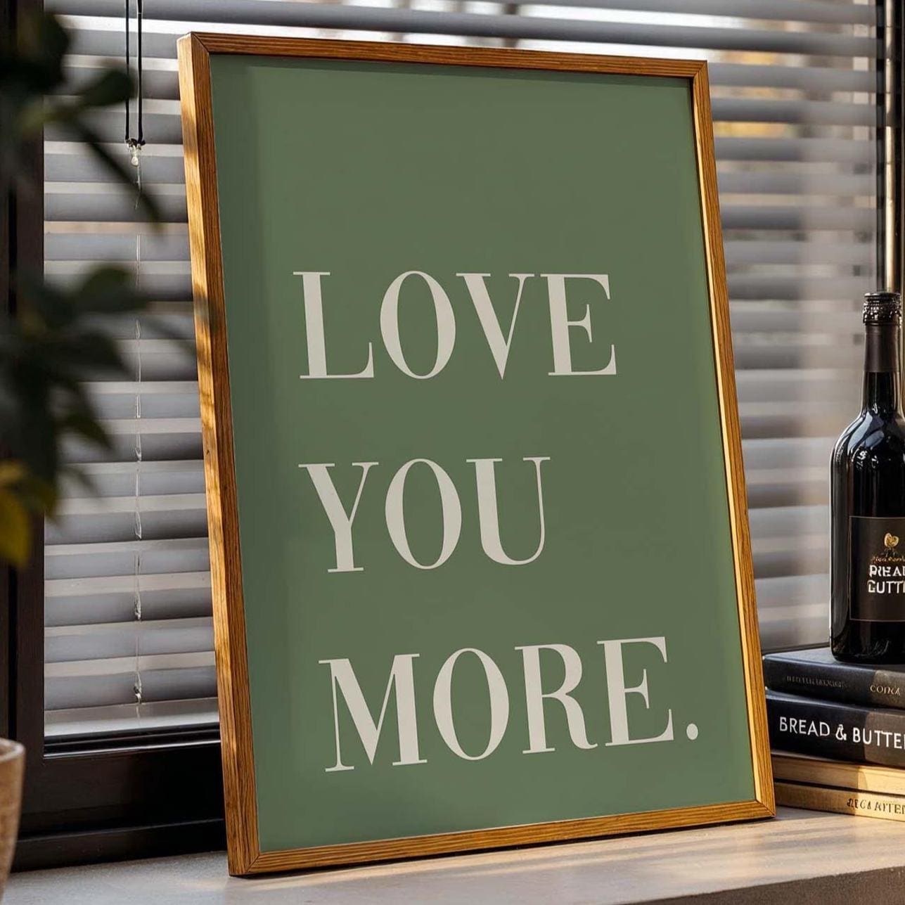 Love You More Wall Art Print Green