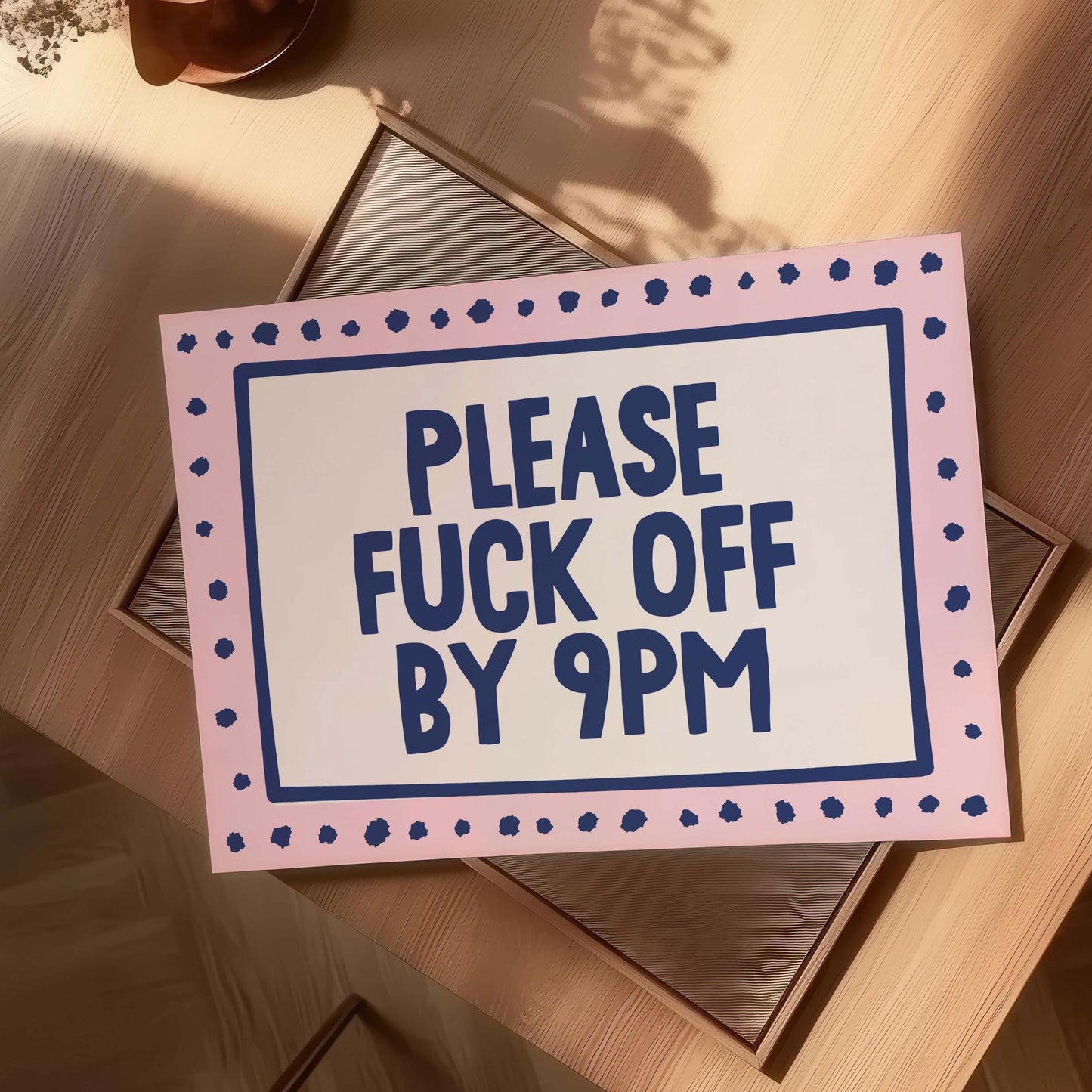 Please Fuck Off By 9pm Funky Pink Landscape Wall Art Print