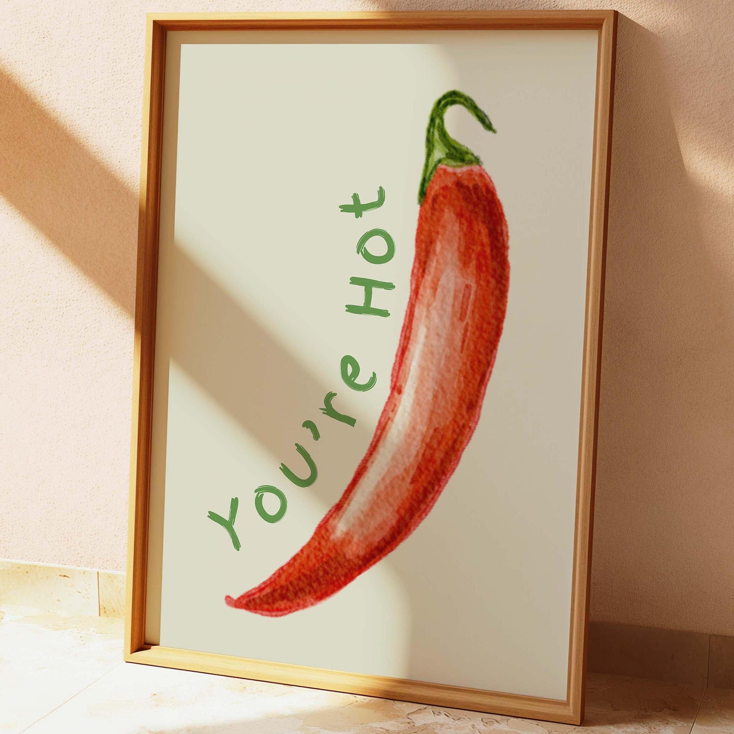 Red Chilli Pepper Youre Hot Kitchen Wall Print