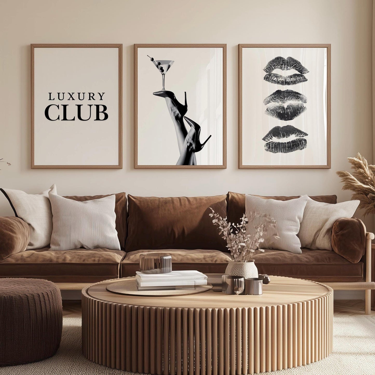 Set of 3 Black High Heels Martini Wall Print, lipstick kiss poster, Luxury Club Fashion Wall Art, Luxury Home Decor, Black and White Posters