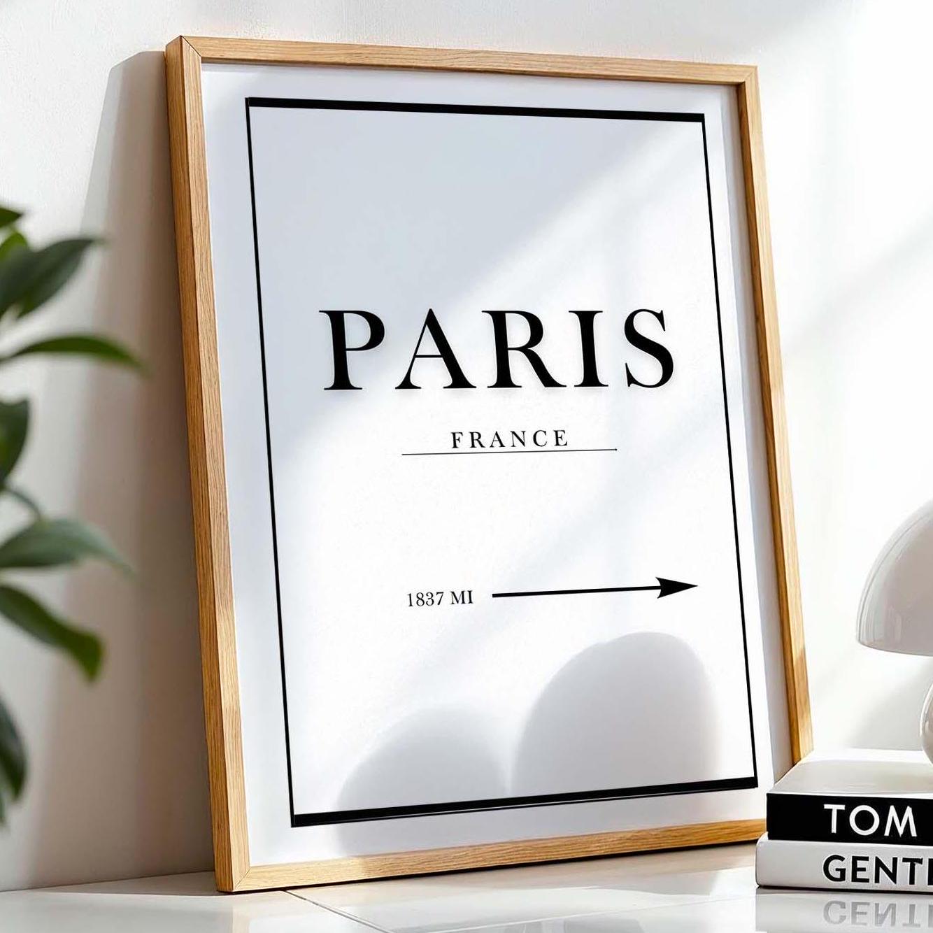 Set of 3 Paris Eiffel Tower France Bonjour Wall Prints