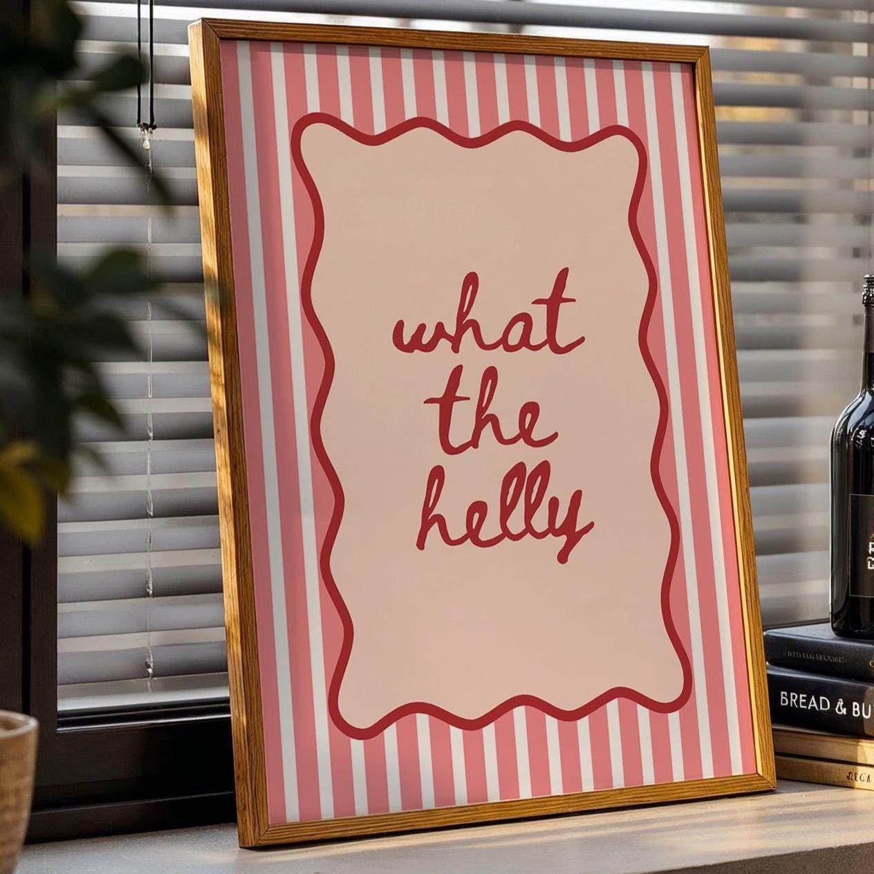 What The Helly Art Print Pink Striped Wall Decor