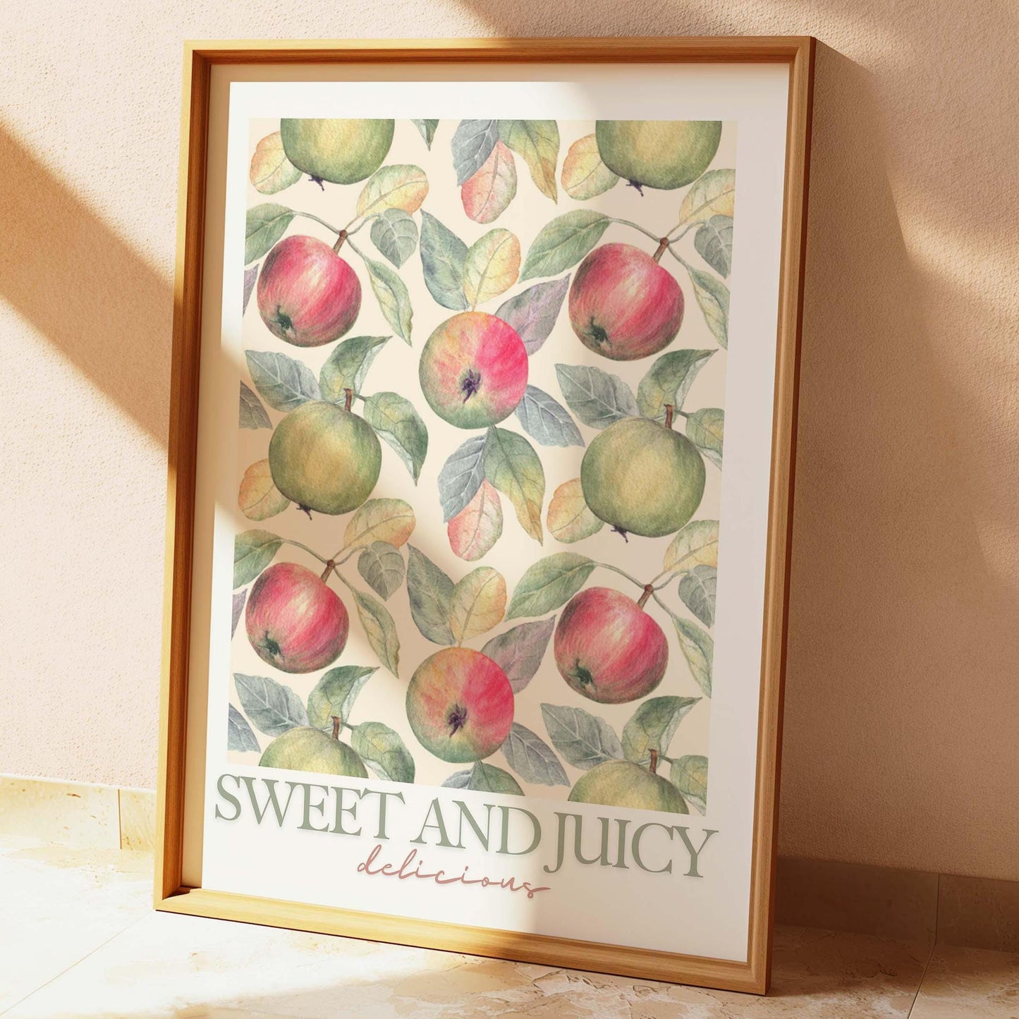 vintage fruit apple kitchen wall print