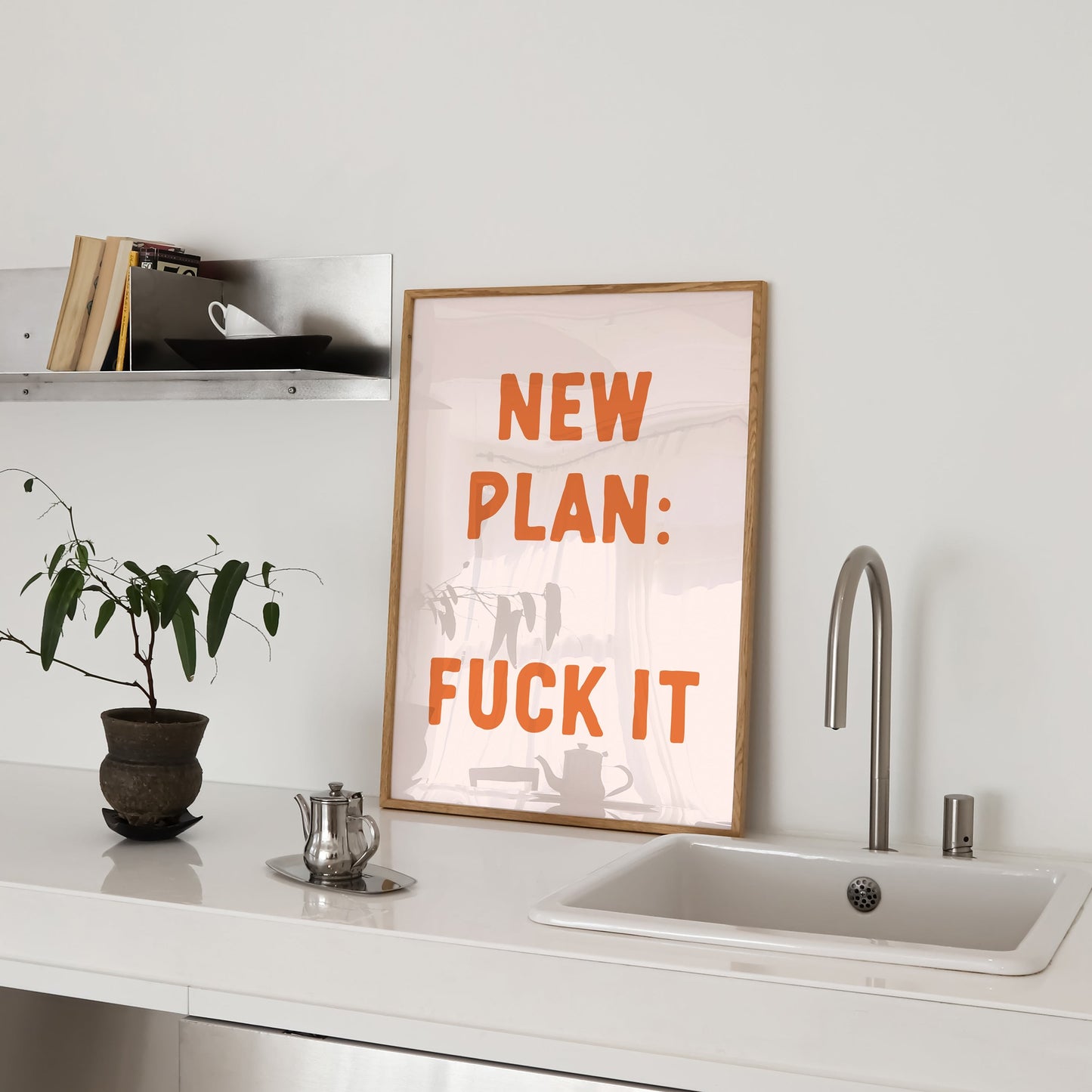 New Plan Fuck It, Wall Print, Unframed Card Art Print, Funny Wall Decor
