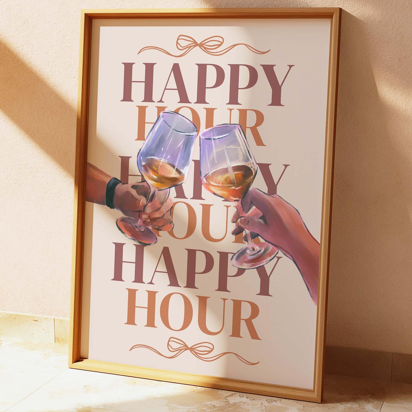 happy hour cheers wine wall print