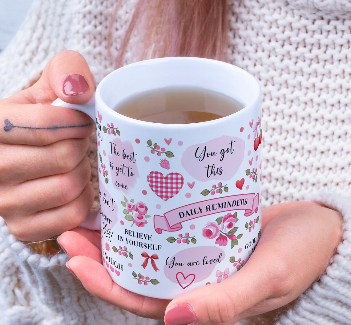 Coquette Mug, Self Love Cup, Pink Bows