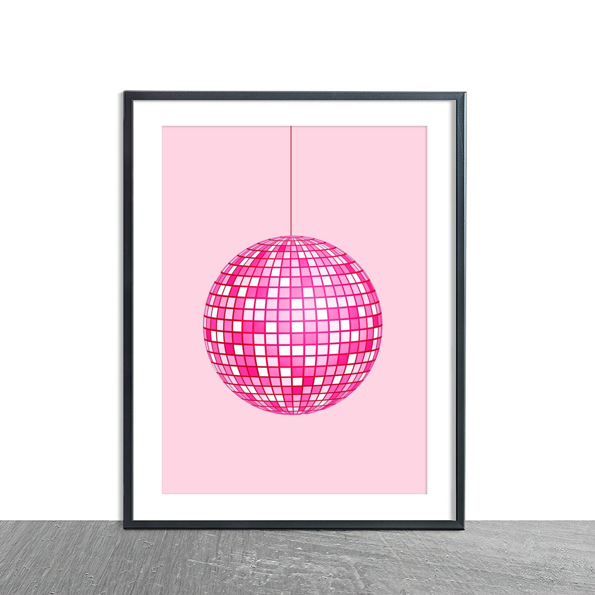 Pink Disco Ball Wall Print, Unframed Card Art Print, Trendy Retro Wall Decor, Girls Room Decor, Pink Aesthetic Home Decor