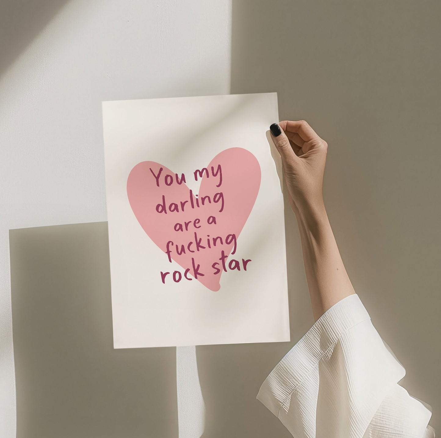 You My Darling Are A Fucking Rock Star Art Print, Sweary Wall Art, Gift For Her