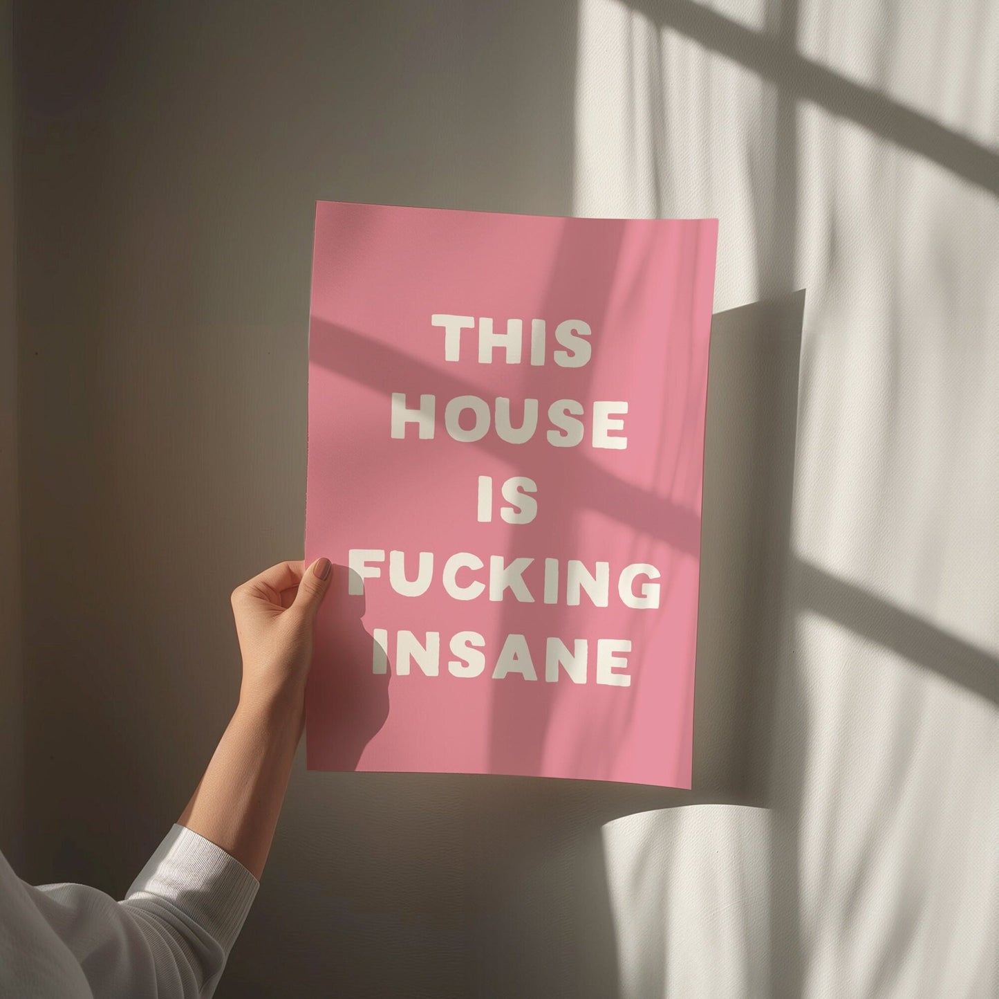 This House Is Fucking Insane, Unframed Card Art Print, Sweary Wall Print, Funny Hallway Decor