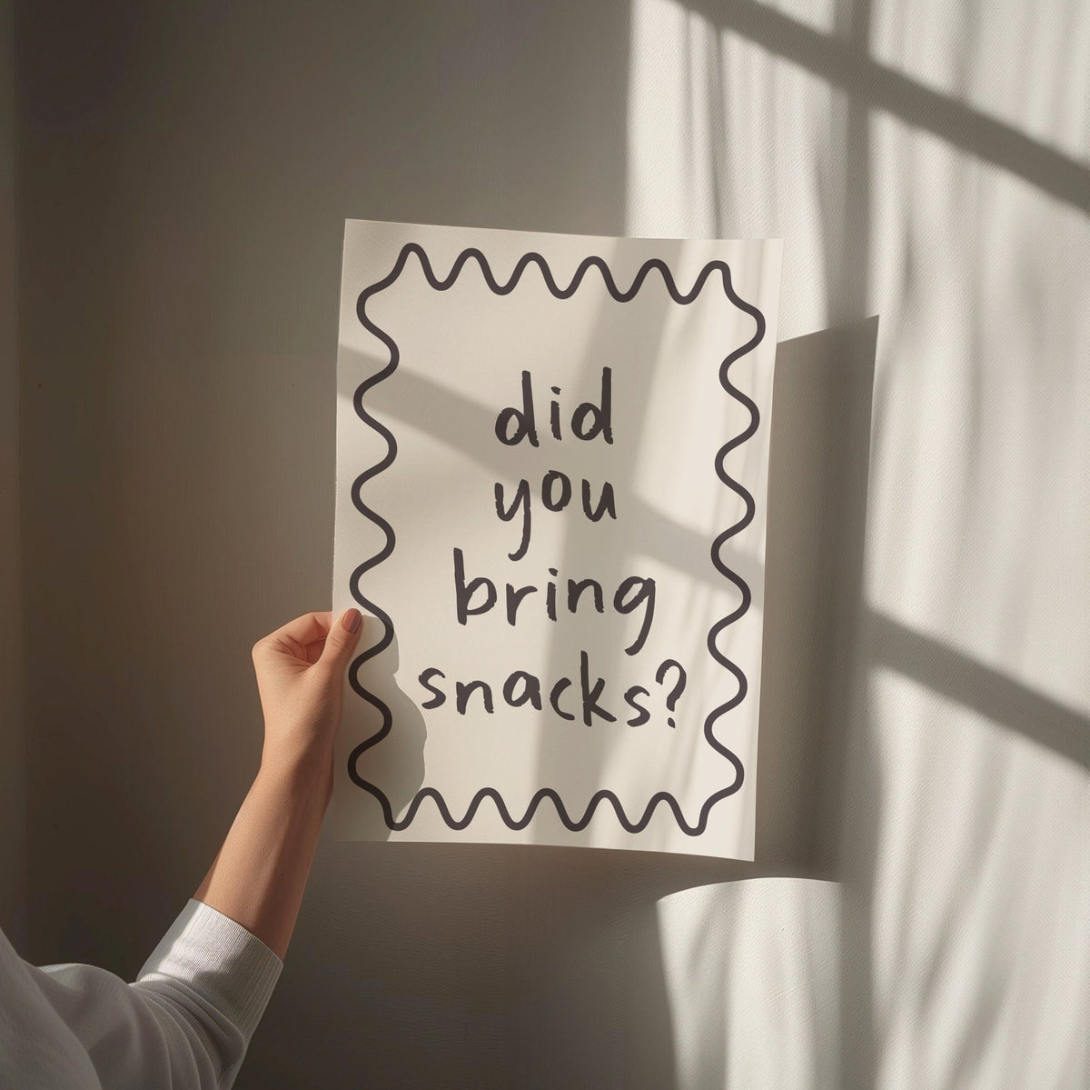 Funny Kitchen Art Print: Did You Bring Snacks, Cream & Black
