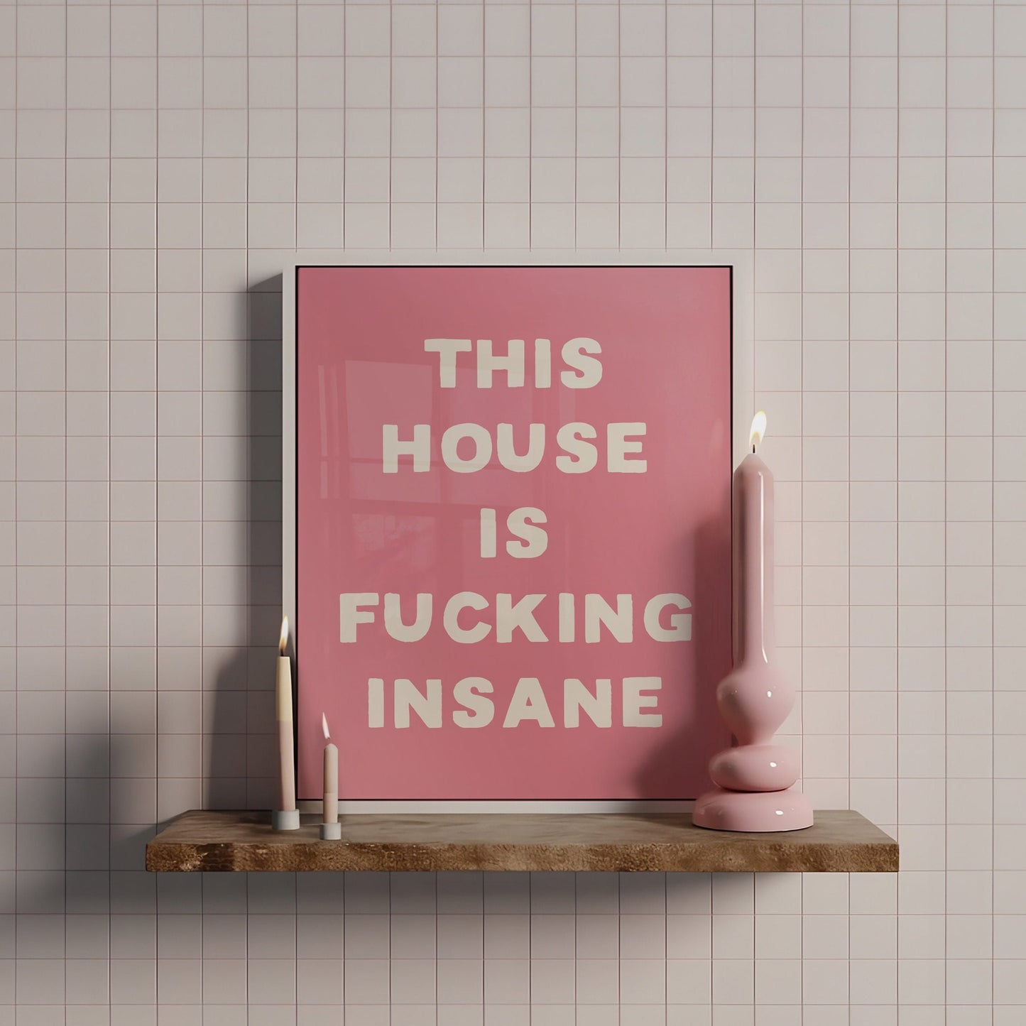 This House Is Fucking Insane, Unframed Card Art Print, Sweary Wall Print, Funny Hallway Decor