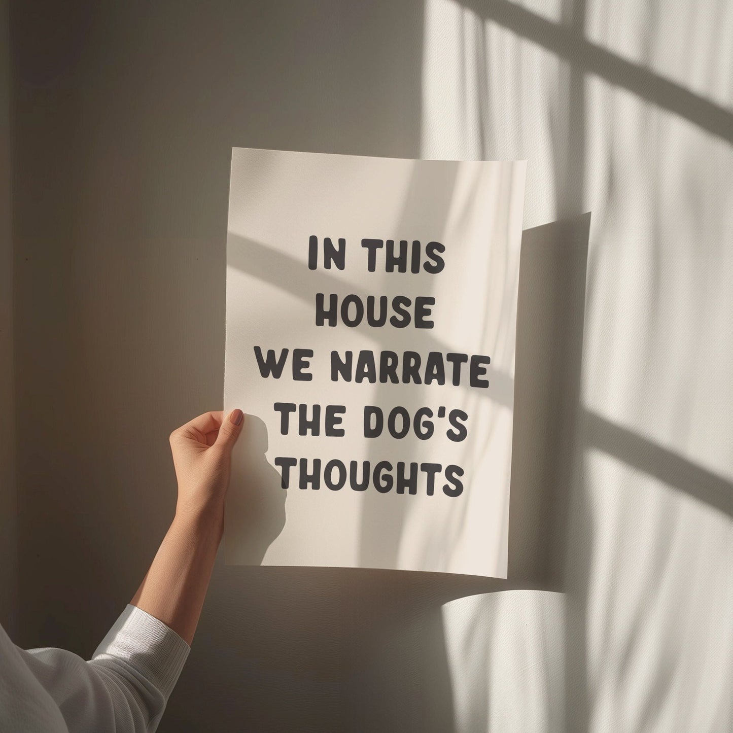 in this house we narrate the dogs thoughts wall print