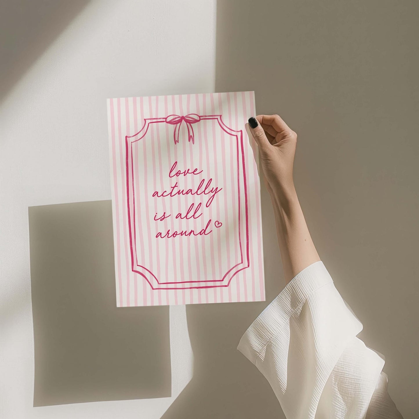 Love Actually Is All Around Art Print Pink Coquette Striped Wall Decor