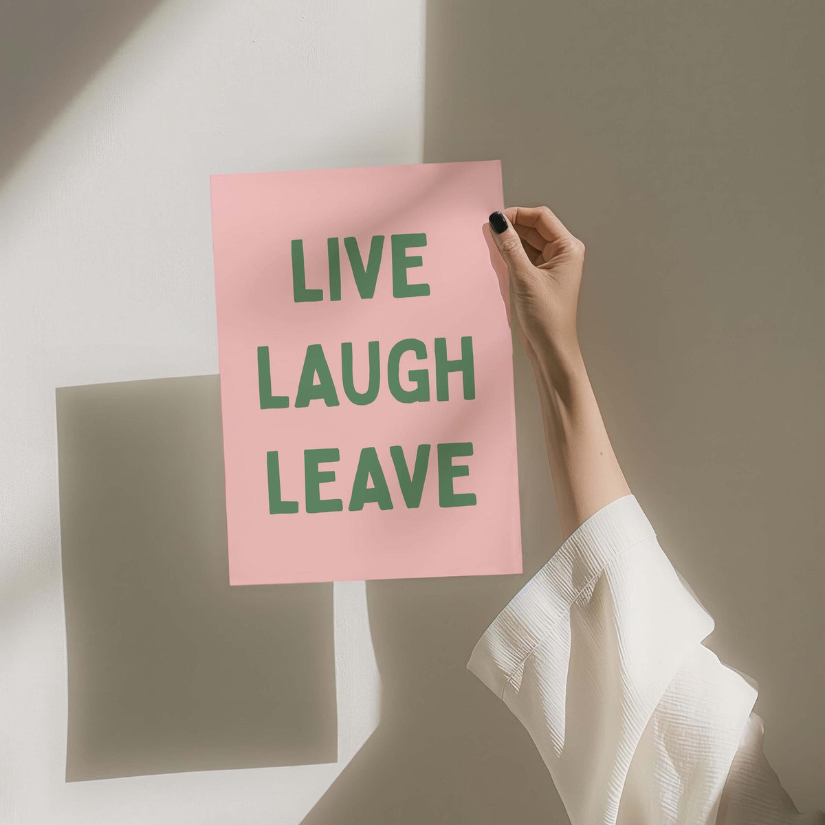 Live Laugh Leave Art Print Pink and Green Wall Decor