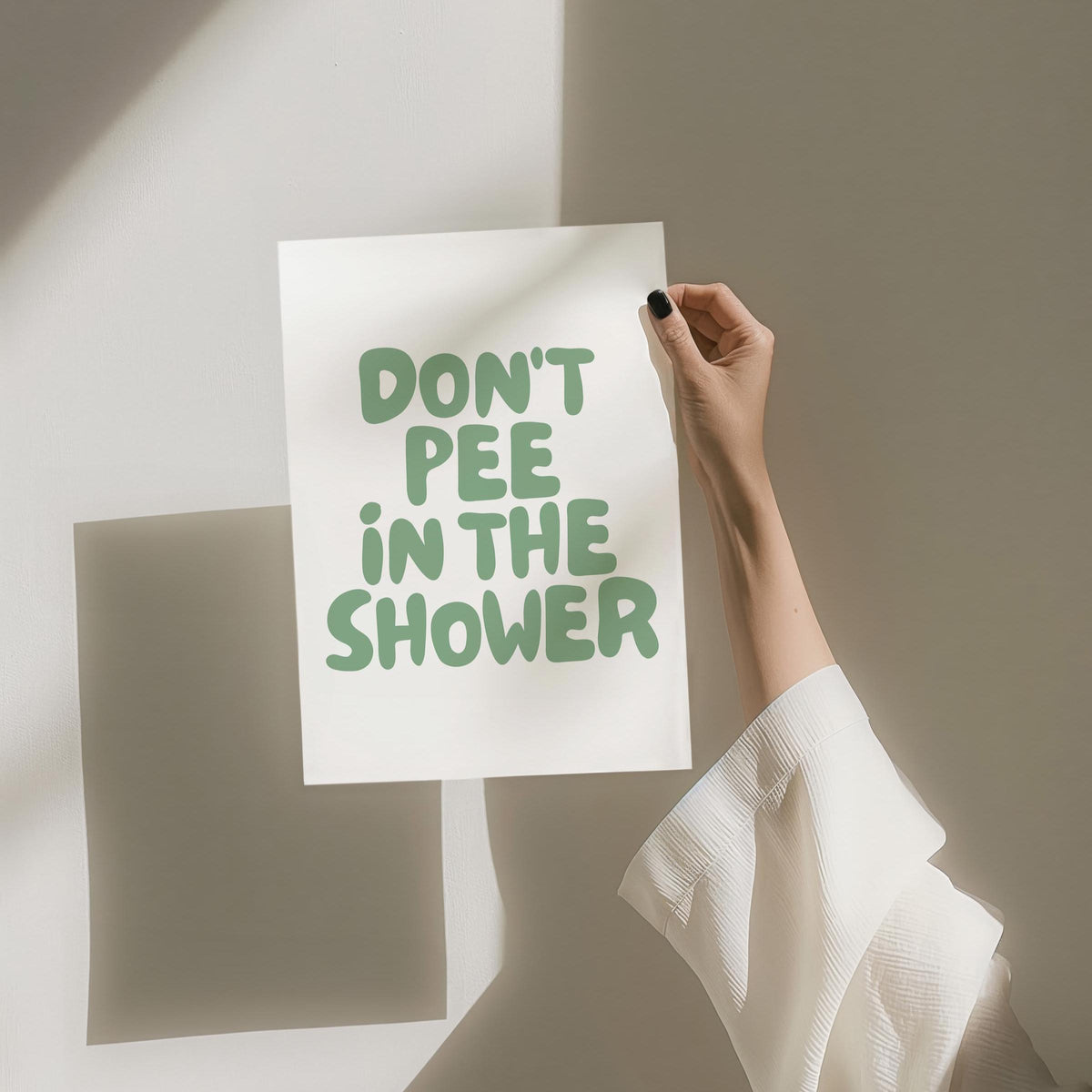 dont pee in the shower art print green and cream wall decor