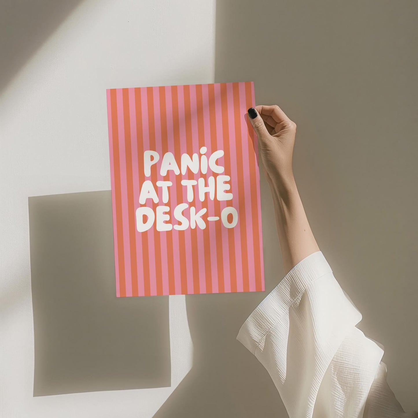 Panic At The Desk O Art Print Orange and Pink Stripes Wall Decor