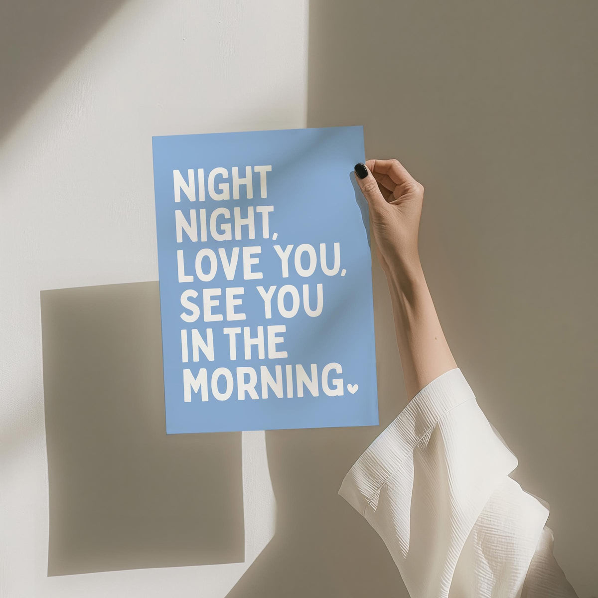 Night Night Love You See You In The Morning Art Print Light Blue and White Wall Decor