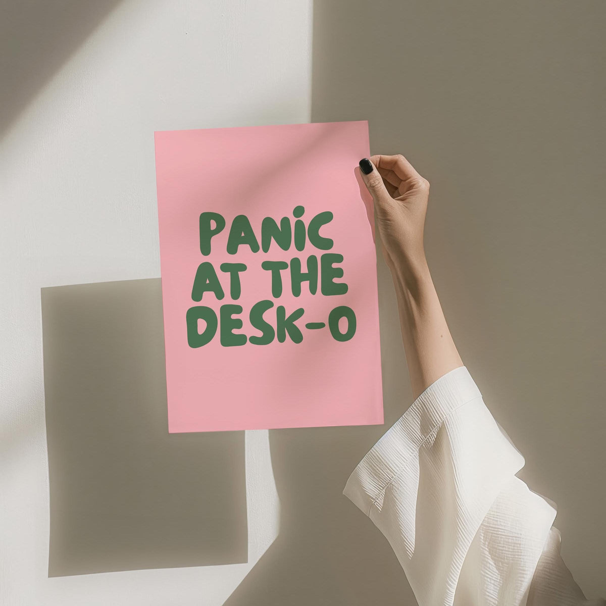Panic At The Desk O Art Print Pink and Green Office Wall Decor