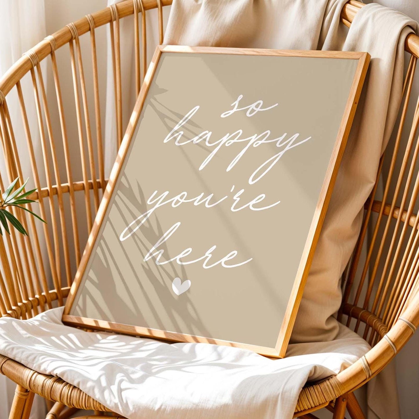 So Happy Youre Here Art Print Natural Beige Wall Decor