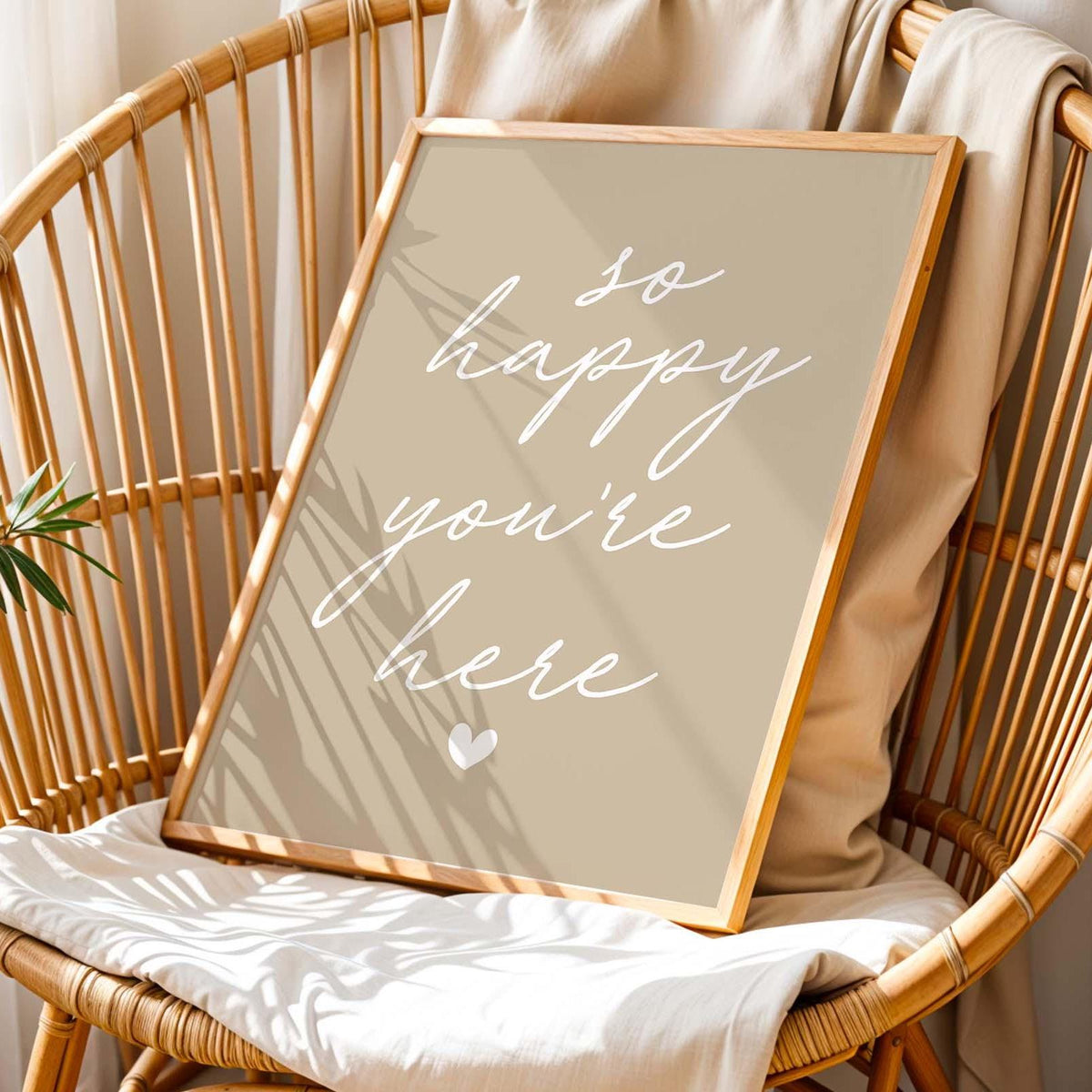 So Happy Youre Here Art Print Natural Beige Wall Decor