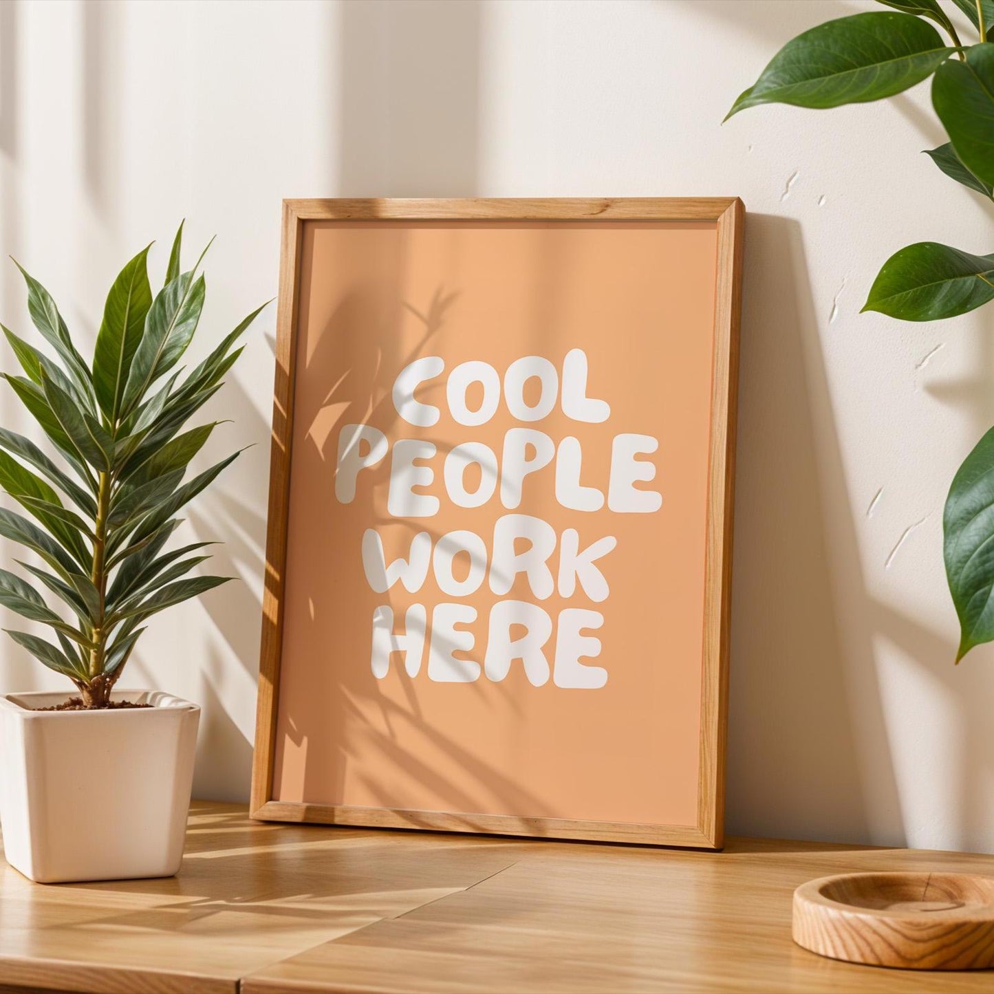 cool people work here art print peachy office wall art
