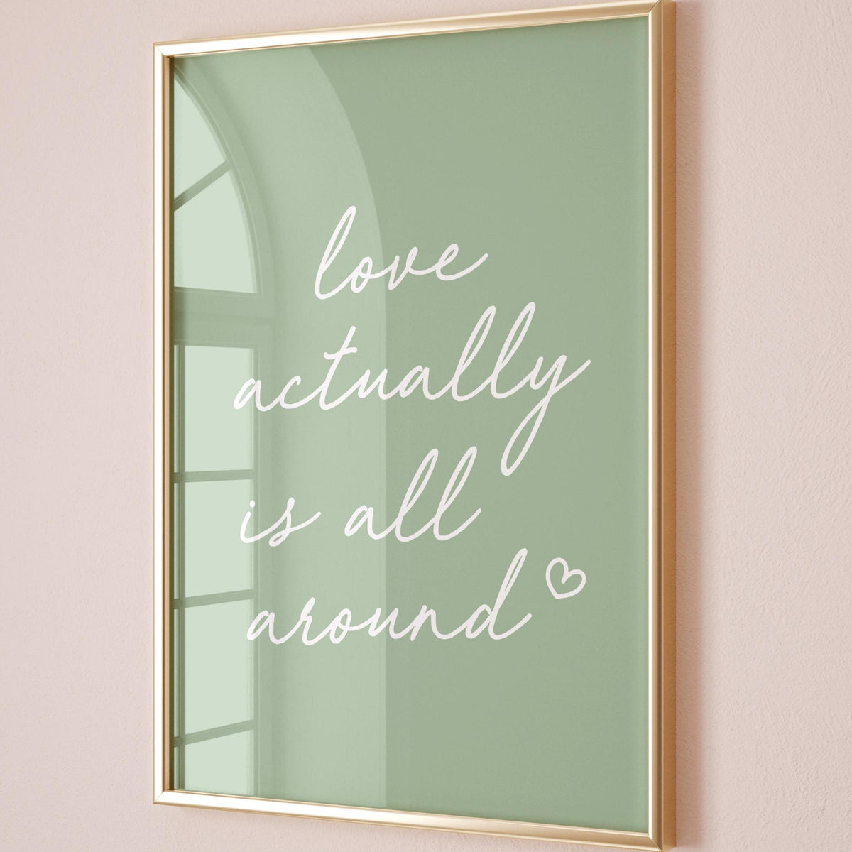 Love Actually Is All Around Art Print Green Wall Decor