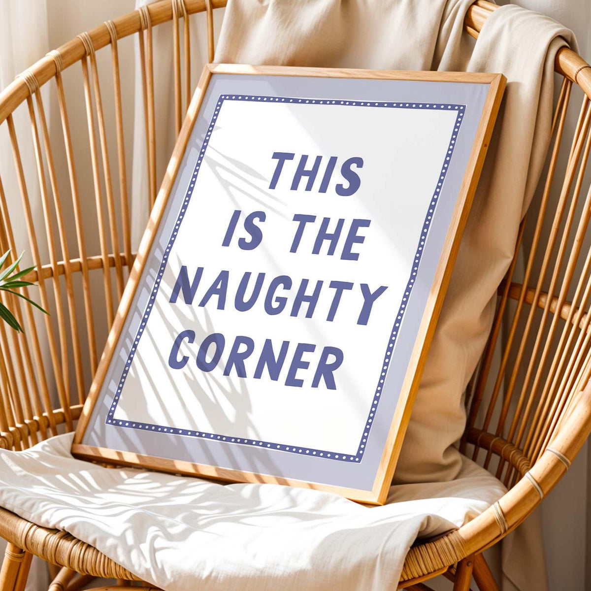 Naughty Corner Art Print Blue and White Wall Decor