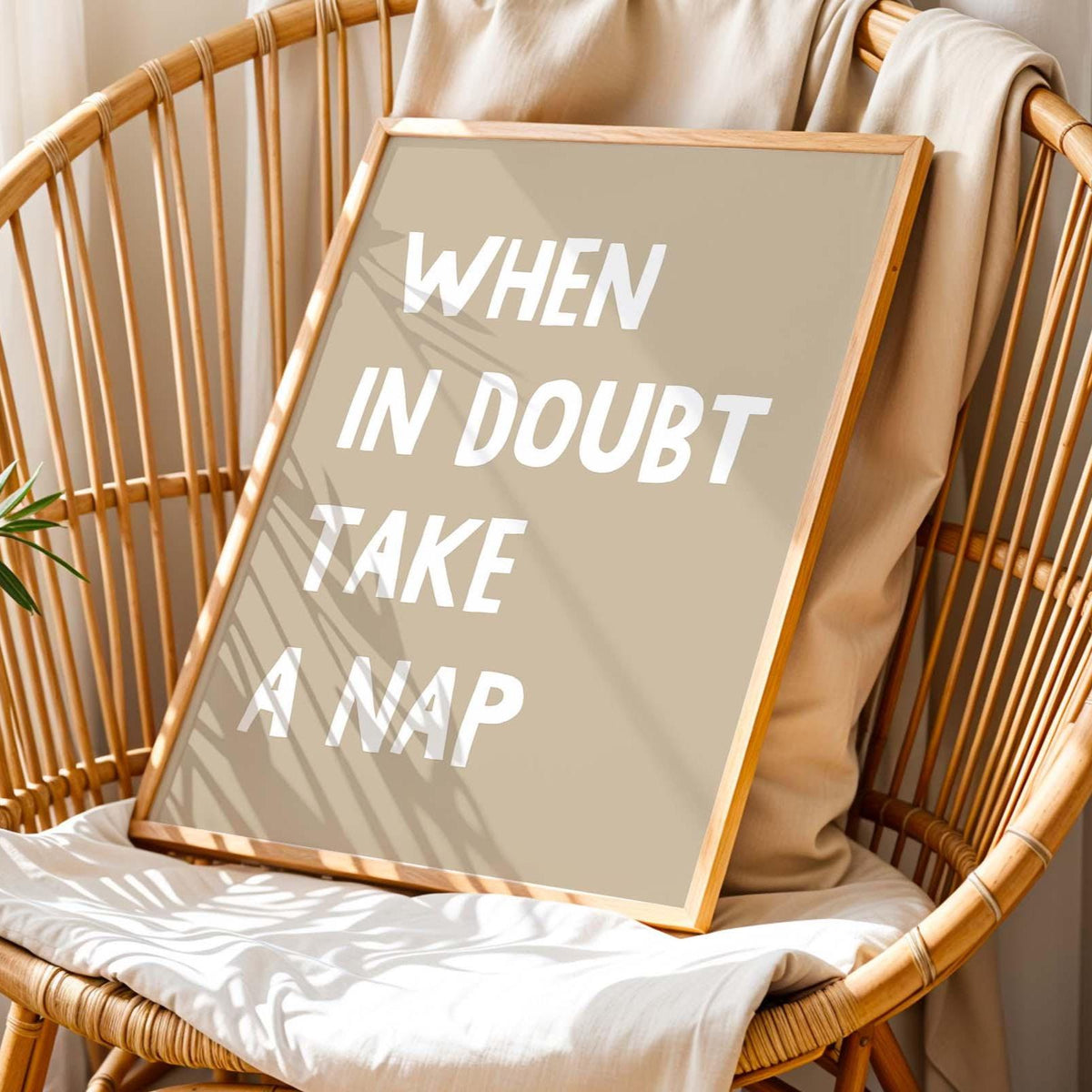 When In Doubt Take A Nap Art Print Beige Bedroom Wall Decor