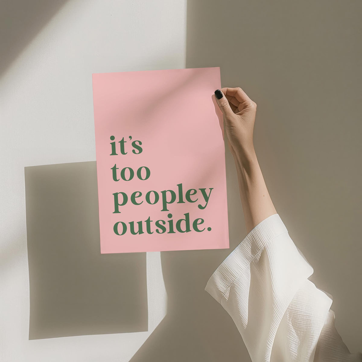 Its Too Peopley Outside Art Print Pink and Green Wall Decor