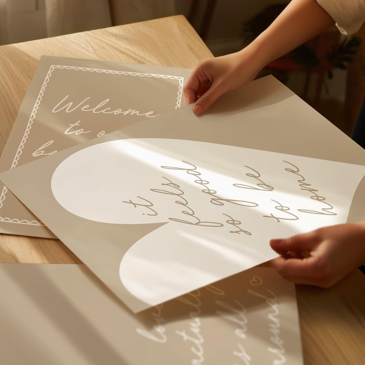 Set of 3 Beige Art Prints