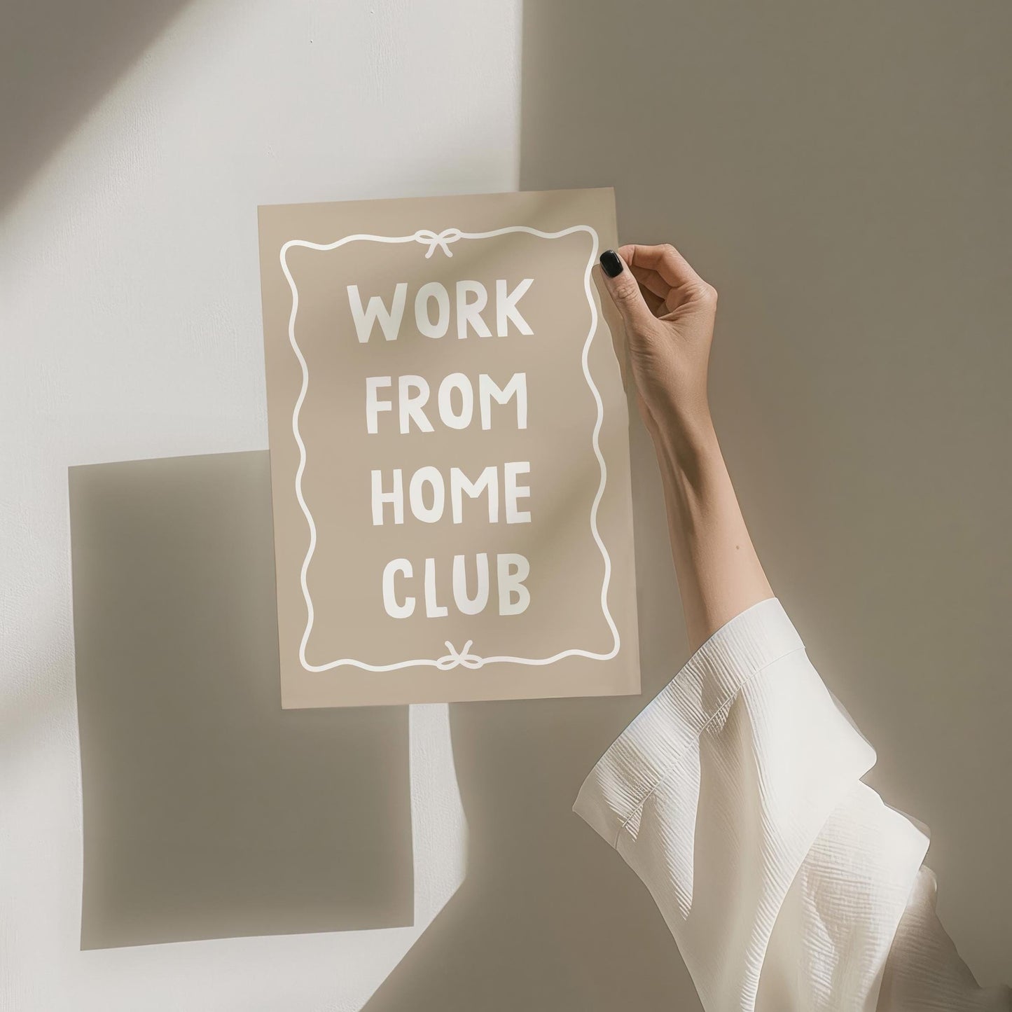 Work From Home Club Art Print Beige Wall Decor