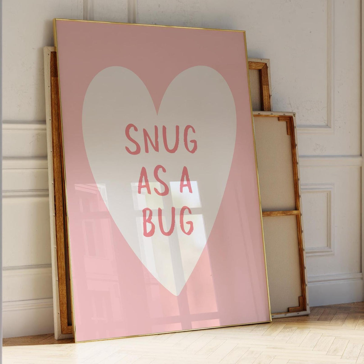 Snug As A Bug Art Print Pink Wall Decor