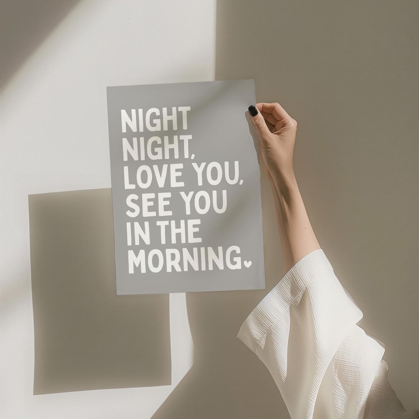 Night Night, Love You See You In The Morning Art Print, Kids Bedroom Poster, Nursery Wall Art, Above Bed Wall Print, Grey Decor