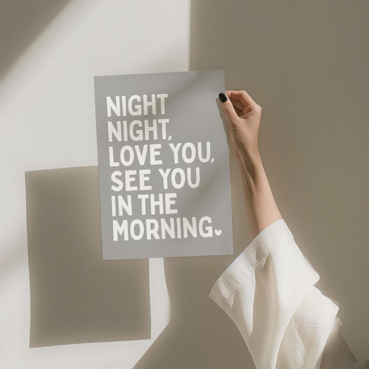 Night Night, Love You See You In The Morning Art Print, Kids Bedroom Poster, Nursery Wall Art, Above Bed Wall Print, Grey Decor