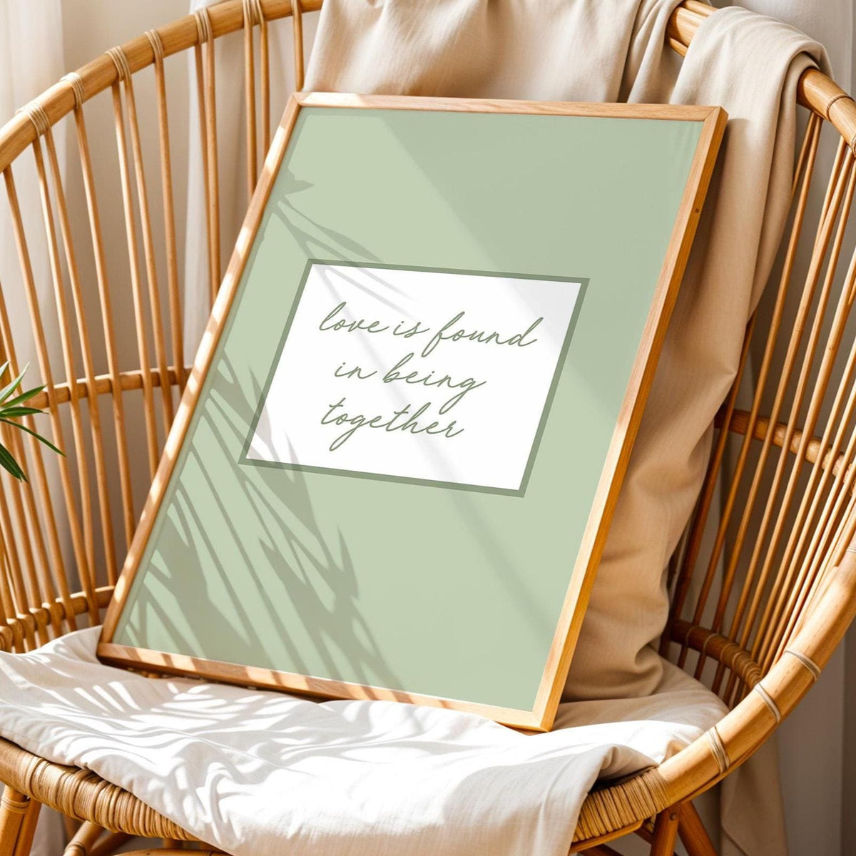Love Is Found In Being Together Art Print, Family Home Wall Decor, Sage Green Hallway Poster