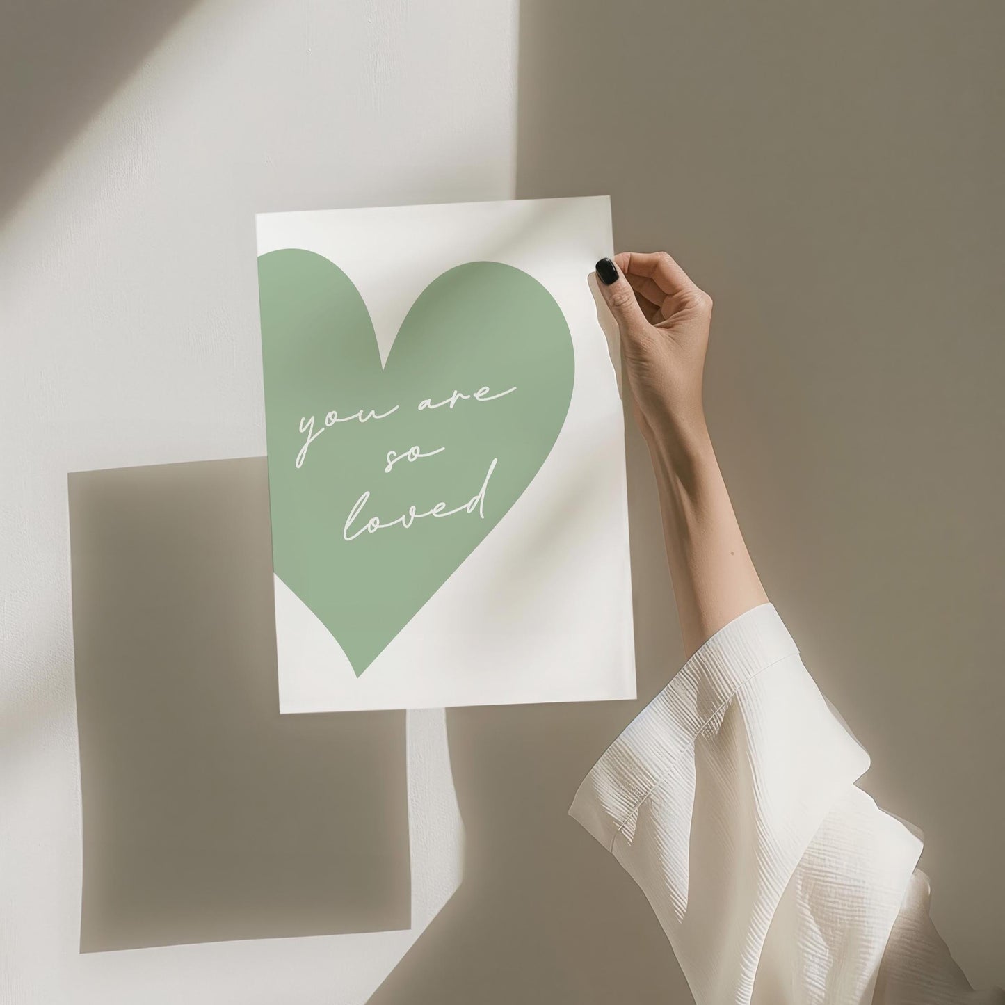 You Are So Loved Art Print, Aesthetic Green Bedroom Wall Decor