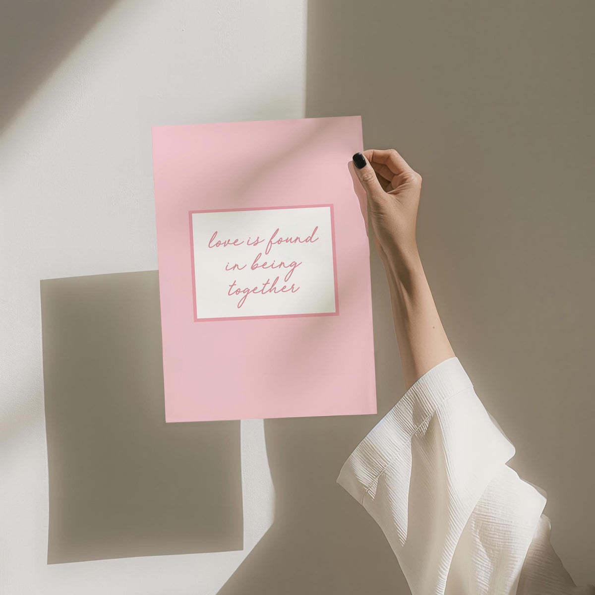 Love Is Found In Being Together Art Print, Cute Pink Home Wall Decor, Bedroom Poster