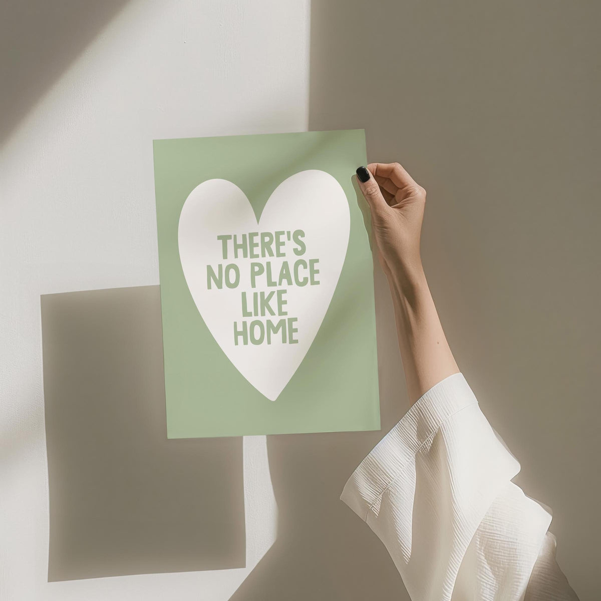 There's No Place Like Home Art Print, Sage Green Wall Decor