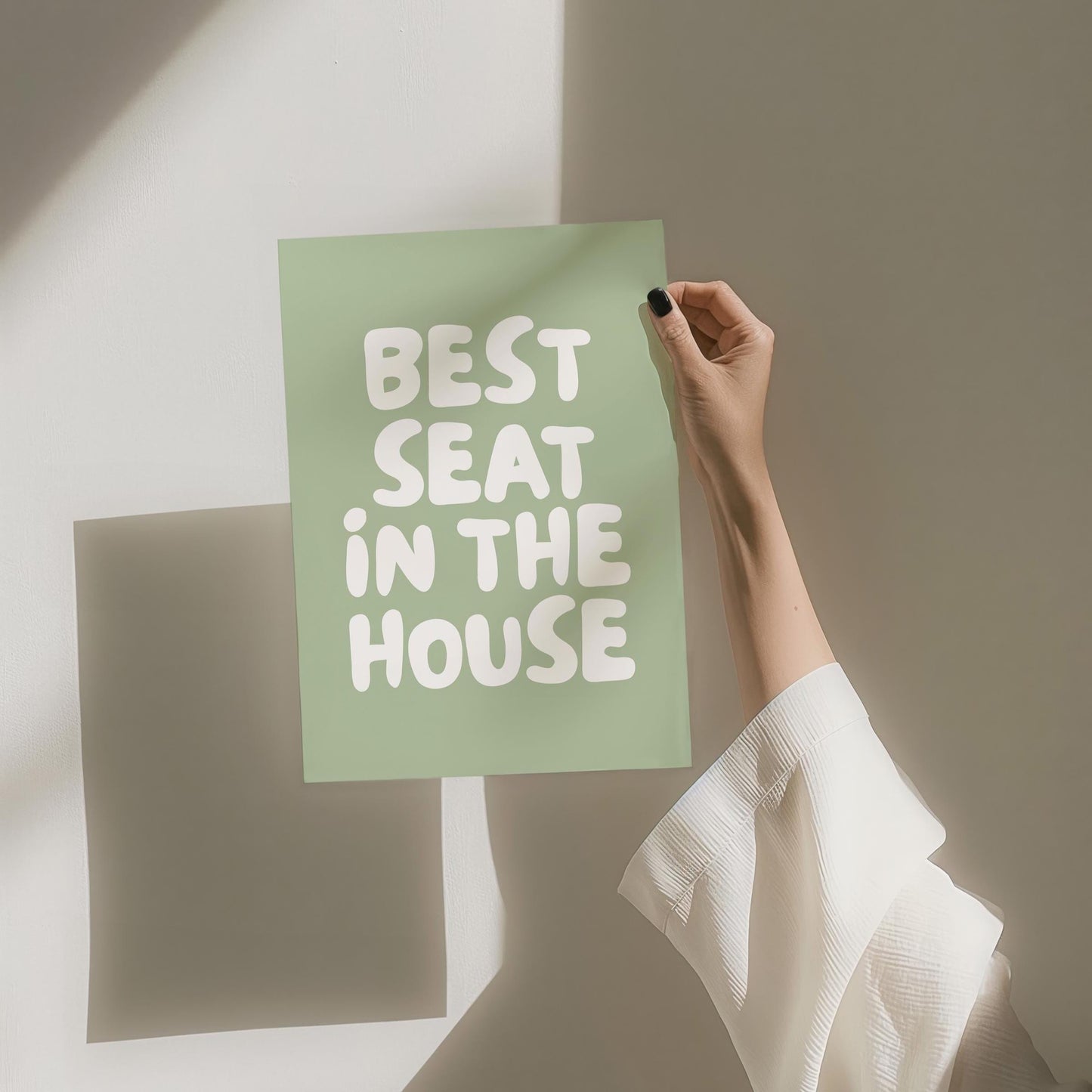 Best Seat In The House Art Print, Funny Above Toilet Wall Art, Sage Green Bathroom Wall Decor