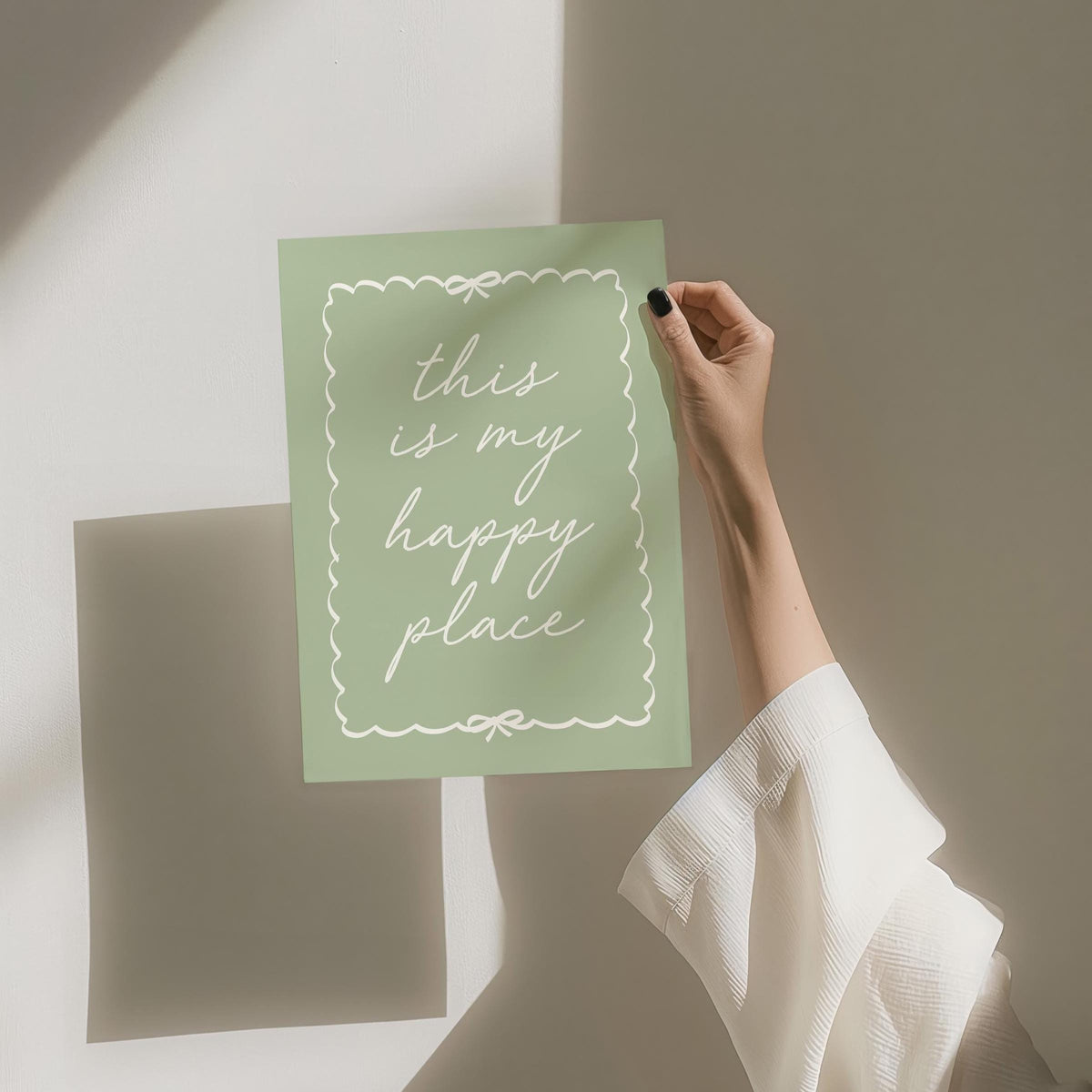 This Is My Happy Place Wall Art Print, Aesthetic Bedroom Print, Sage Green and Cream Hallway Decor