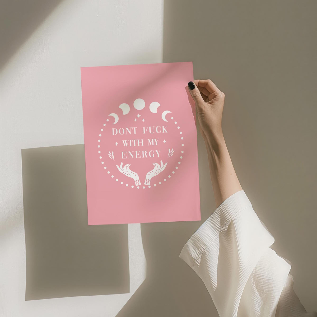 Don't Fuck With My Energy Art Print, Funny Spiritual Poster, Pink Wall Decor