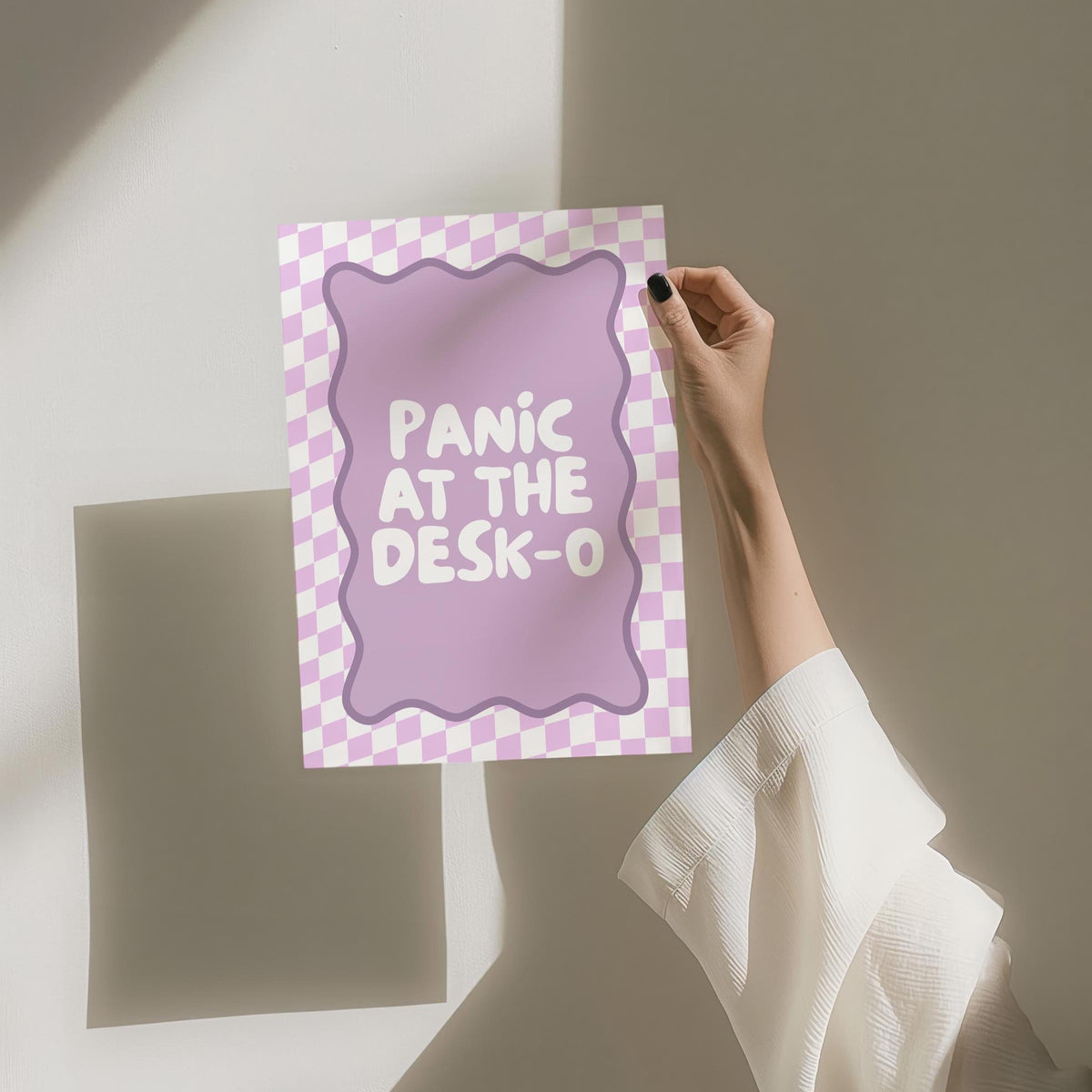 Panic At The Desk-O Art Print, Funny Office Poster, Work From Home Wall Art, Funky Purple Decor